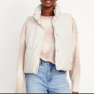 Old Navy silver gray Faux Leather Puffer
Vest